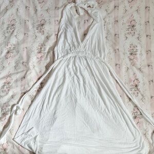 Express Ivory Backless Halter Dress